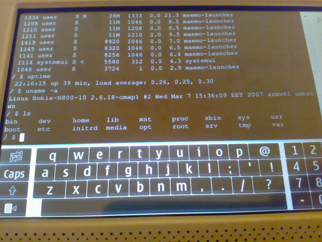 A terminal on the N800.